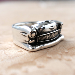 Handcrafted sterling silver statement ring inspired by a 1955 Chevrolet Bel Air