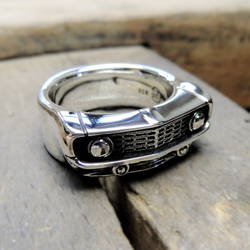 Handcrafted sterling silver statement ring inspired by a 1969 Chevrolet Camaro