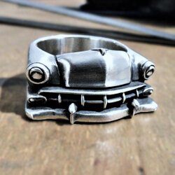Handcrafted sterling silver statement ring inspired by a 1954 Chevrolet Bel Air
