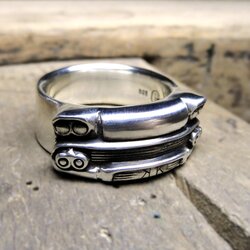 Handcrafted sterling silver statement ring inspired by a 1958 Chevrolet Bel Air