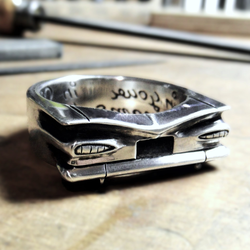 Handcrafted sterling silver statement ring inspired by a 1959 Chevrolet El Camino