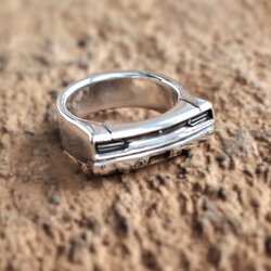 Handcrafted sterling silver statement ring inspired by a 1970 Plymouth Road Runner rear design
