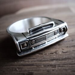 Handcrafted sterling silver statement ring inspired by a 1966 Plymouth Belvedere