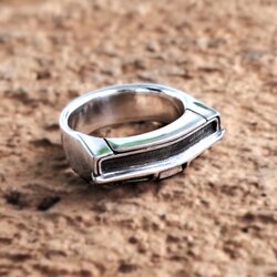 Handcrafted sterling silver statement ring inspired by a 1968 Dodge Charger
