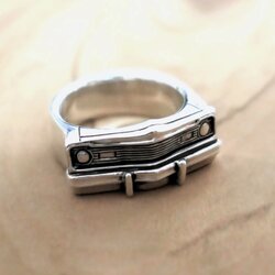 Handcrafted sterling silver statement ring inspired by a 1973 Dodge Dart Swinger