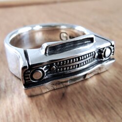 Handcrafted sterling silver statement ring inspired by a classic Dodge Dart