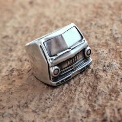 Handcrafted sterling silver statement ring inspired by a 1968 Dodge A-Series van
