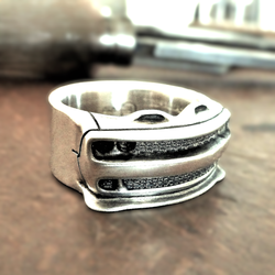 Handcrafted sterling silver statement ring inspired by a Dodge Challenger Jailbreak