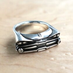 Handcrafted sterling silver statement ring inspired by a 1959 Dodge Coronet