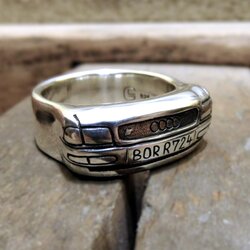 Handcrafted sterling silver statement ring inspired by a classic Audi 80