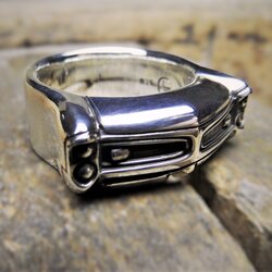 Handcrafted sterling silver statement ring inspired by a 1966 Pontiac GTO