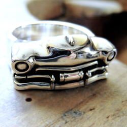 Handcrafted sterling silver statement ring inspired by a custom 1948 Cadillac