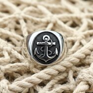 Handmade 925 sterling silver anchor pendant with oxidized maritime design