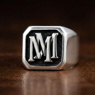 Handmade 925 sterling silver MM monogram signet ring with engraved initials