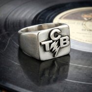 Handcrafted 925 sterling silver ring with raised TCB lettering and lightning-bolt motif