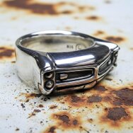 Handcrafted 925 sterling silver statement ring inspired by an American classic car front