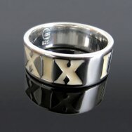 Handcrafted 925 sterling silver band ring with polished finish and Roman numerals