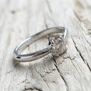 Handcrafted 18k white gold solitaire engagement ring with 0.5 ct diamond